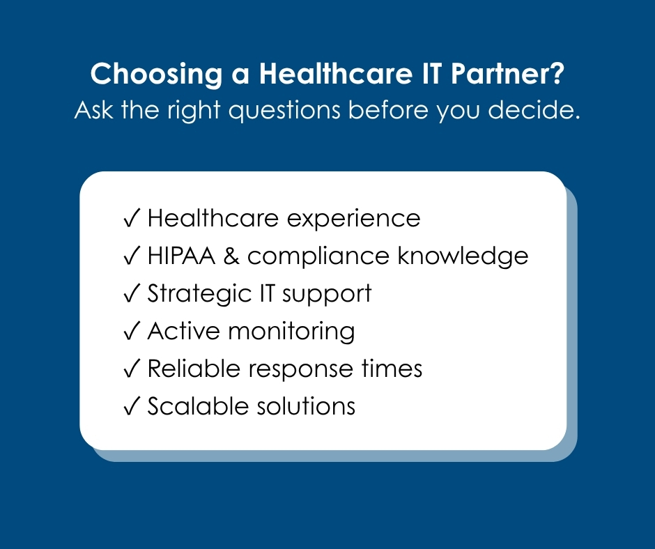 Healthcare IT partner checklist for healthcare organizations.